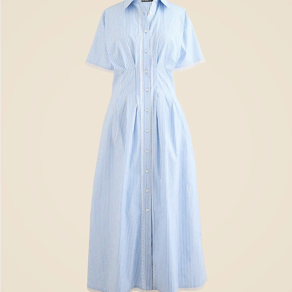 J. Crew Light Blue Striped Midi Dress